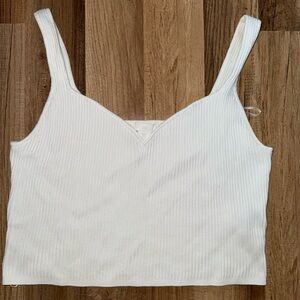 H&M White Ribbed Knit Women's Top